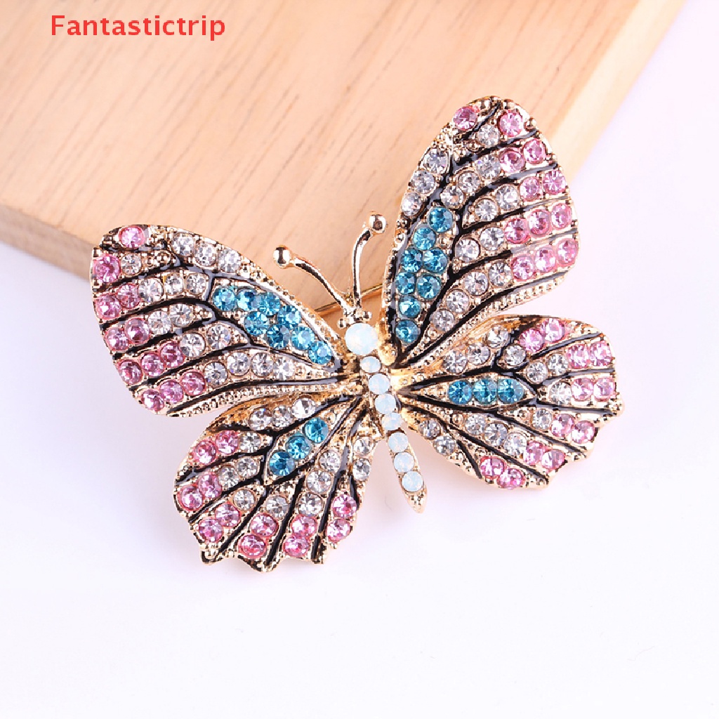 Ghim Cài Áo Hình Bướm Đính Đá Pha Lê Thanh Lịch Thời Trang Cho Nữ