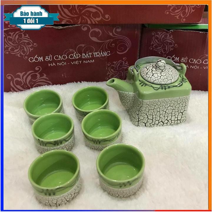 [ Gía siêu rẻ ] BỘ ẤM CHÉN BÁT TRÀNG CAO CẤP (XANH)