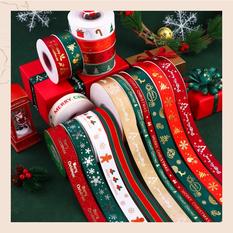 Ruy băng gói quà hoạ tiết giáng sinh Noel