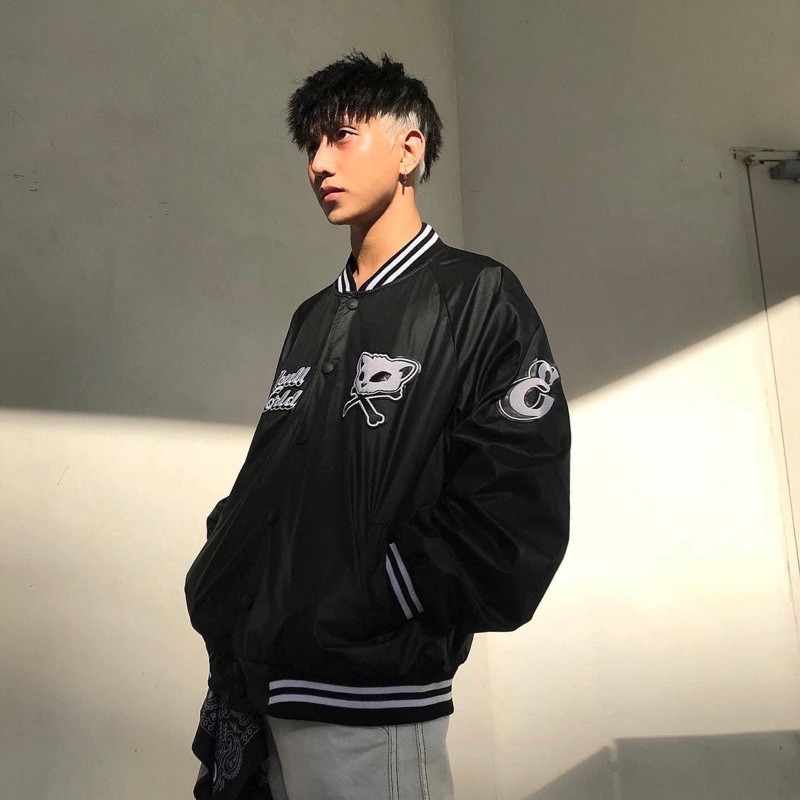 Áo khoác bomber Skull world chất vải dù unisex