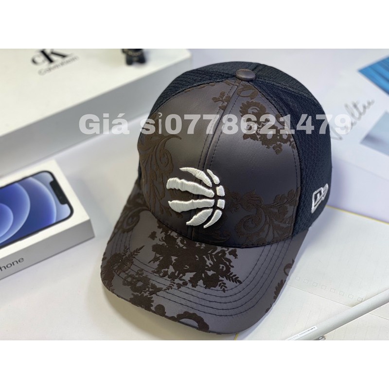 Nón kết lưỡi trai hoa văn phối lưới thêu logo nam nữ thời trang