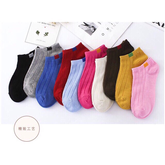 Sét 10 Đôi Tất Nữ Vintage Hàn Quốc Nhiều Màu