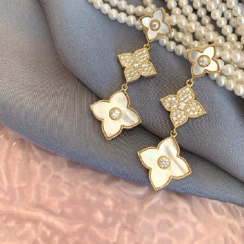 Bông Tai Hình Cỏ Bốn Lá Đính Đá Zircon Bằng Bạc 925 Thời Trang Phong Cách Hàn Quốc 2022 Dành Cho Nữ