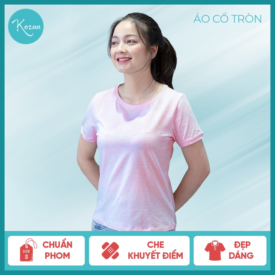 Áo thun nữ cổ tim - Hồng phấn