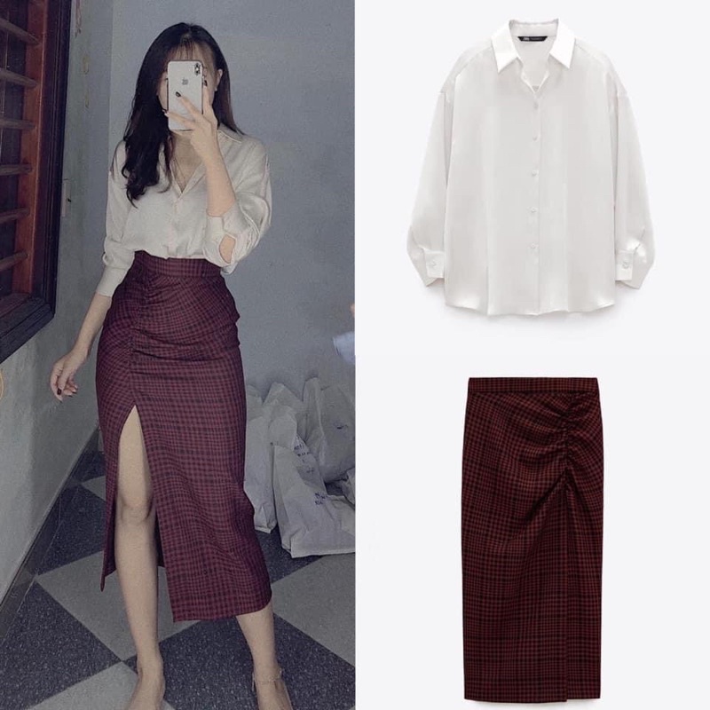 Chân váy xẻ đùi Zara