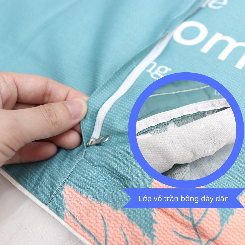 Vỏ gối Cotton 100% loại 1 dày mát, có lót bông, size 45x65cm
