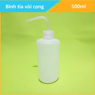Bình tia nắp trắng, vòi cong, dung tích 500ml, nhựa PP