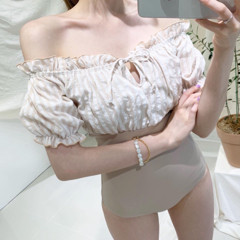 Bikini 1 mảnh trễ vai kín đáo LUHAZO bigsize Đi Biển i Nữ 2022 Kiểu Hàn Quốc Quảng Châu Chất Đẹp 2344