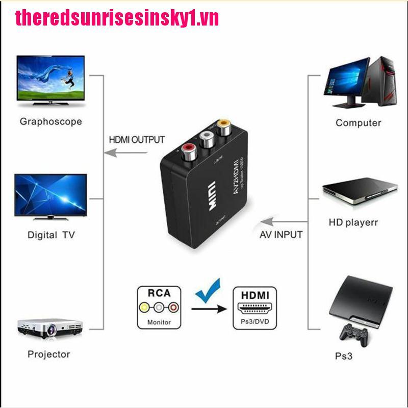 (3C) Giắc Chuyển Đổi Mini Rca Av Sang Hdmi 2 Hdmi 1080p