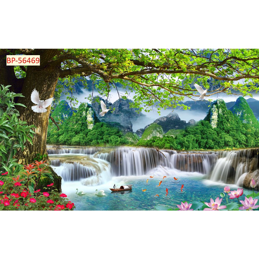 Tranh dán tường thác nước thiên nhiên trong lành