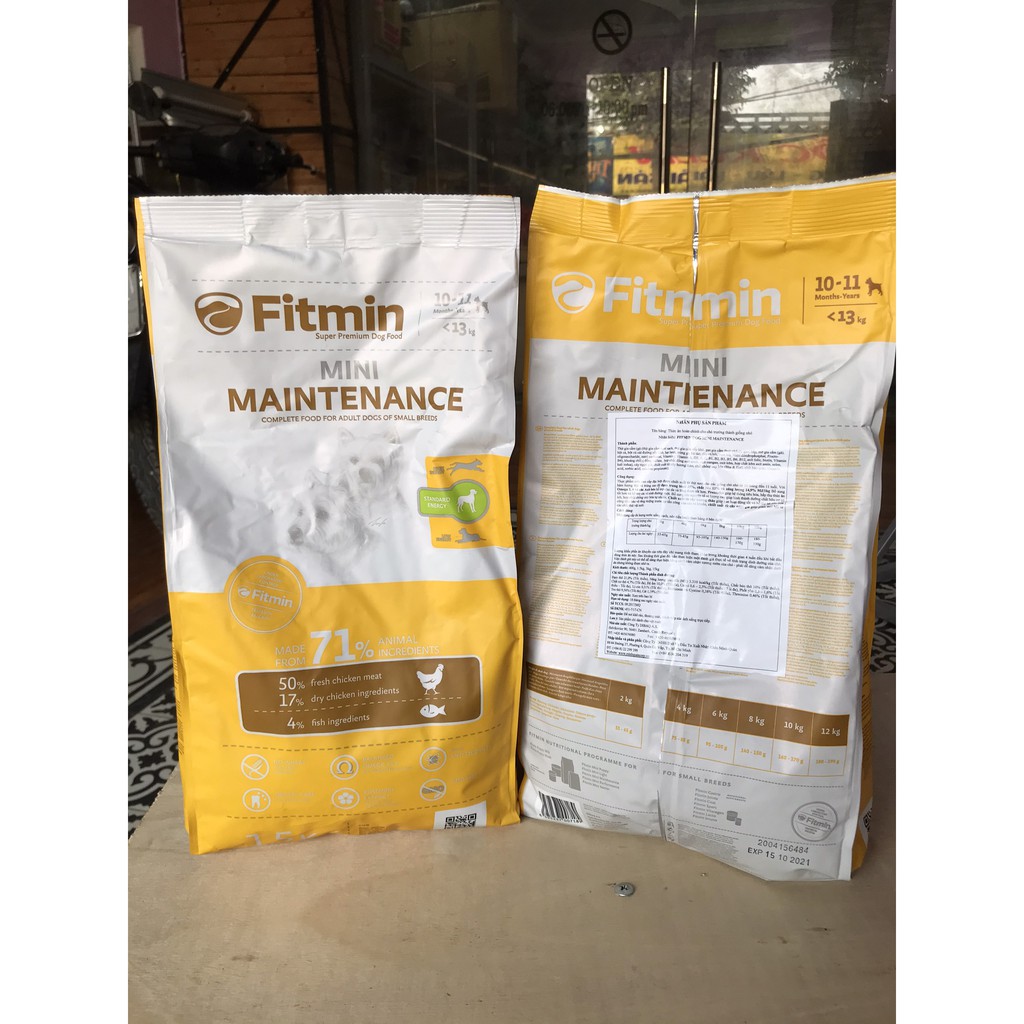 Thức Ăn Cho Giống Chó dưới 12 tháng tuổi - Fitmin Dog Mini Maintenance - 1,5 kg