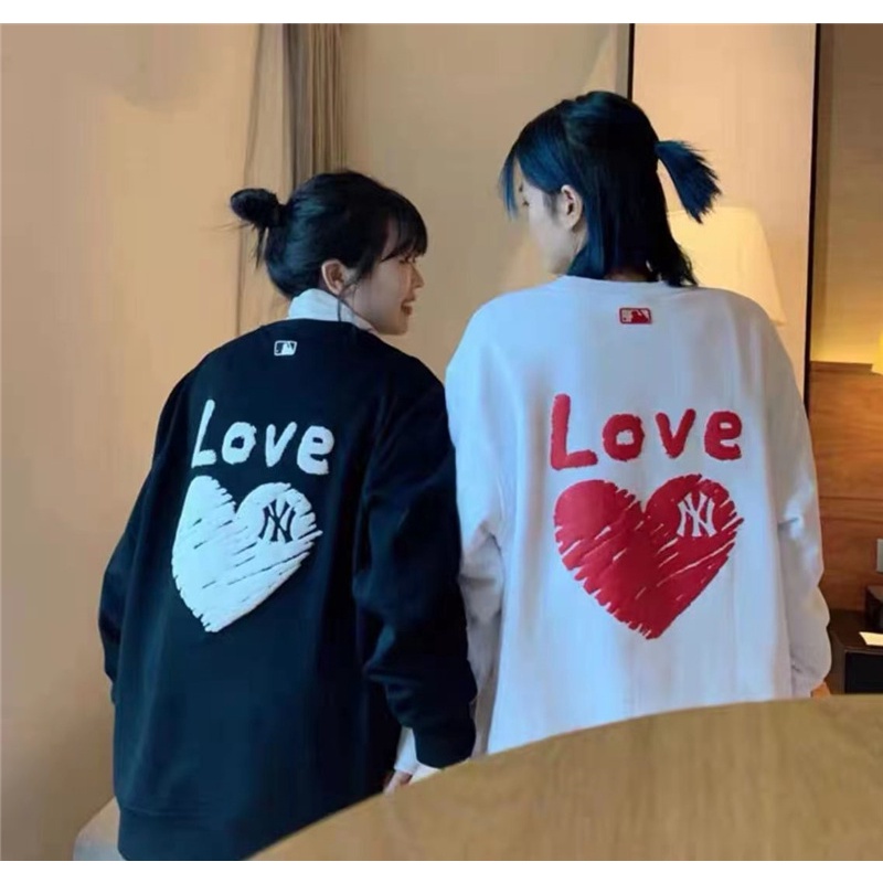 MLB Classic Love print Couples Fashion Cotton Sweatshirts Sports Casual Long Sleeve Crew Neck Coat Plus Size Unisex