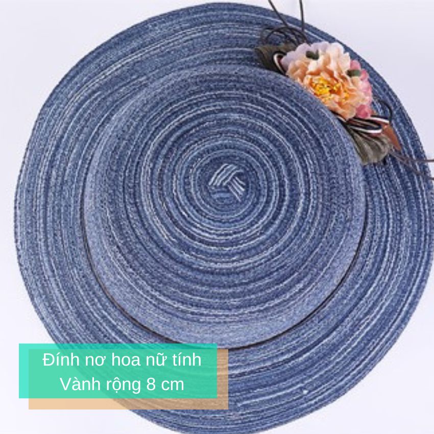 Mũ nón cói sọc kết hoa nữ tính