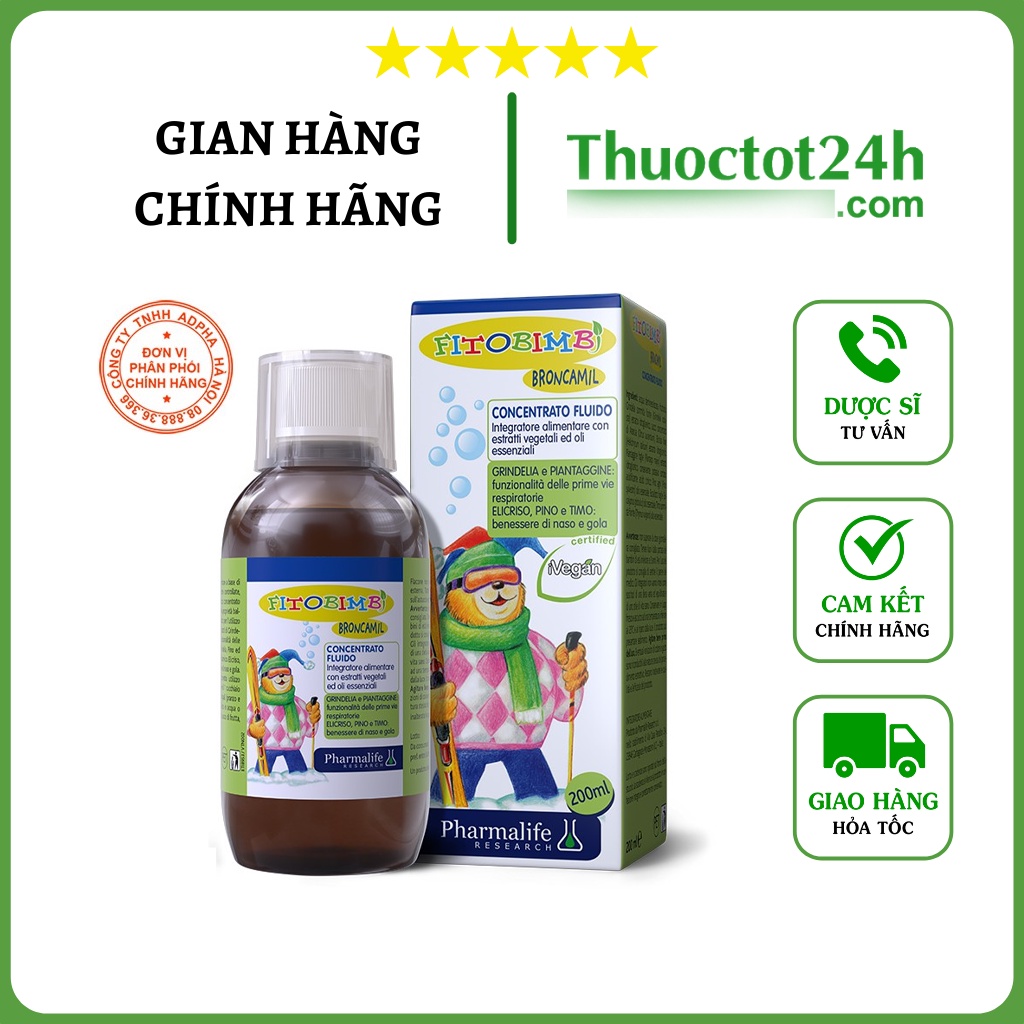 BRONCAMIL BIMBI - Siro hỗ trợ giảm ho, rát họng, phế quản cho bé | Chai 200ml