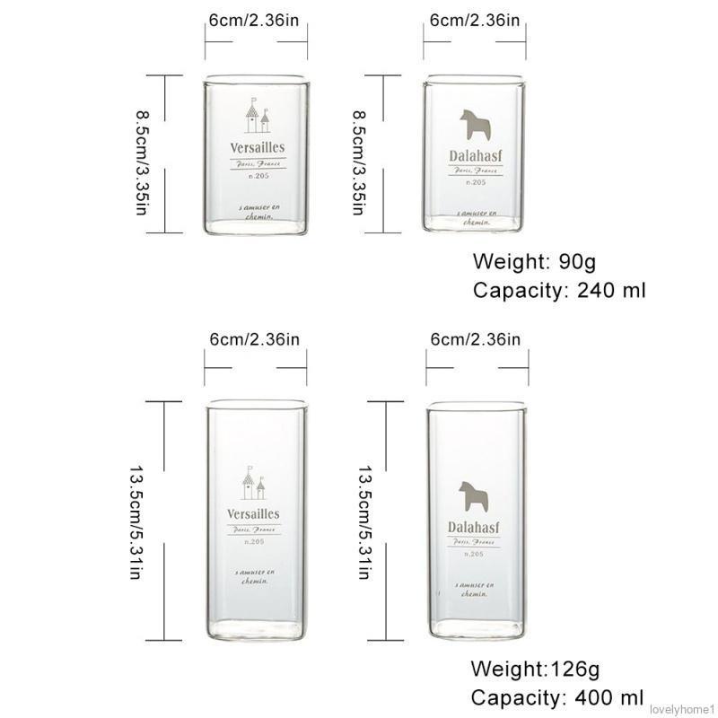 Ly thủy tinh trong suốt hình vuông 240ml / 400ml
