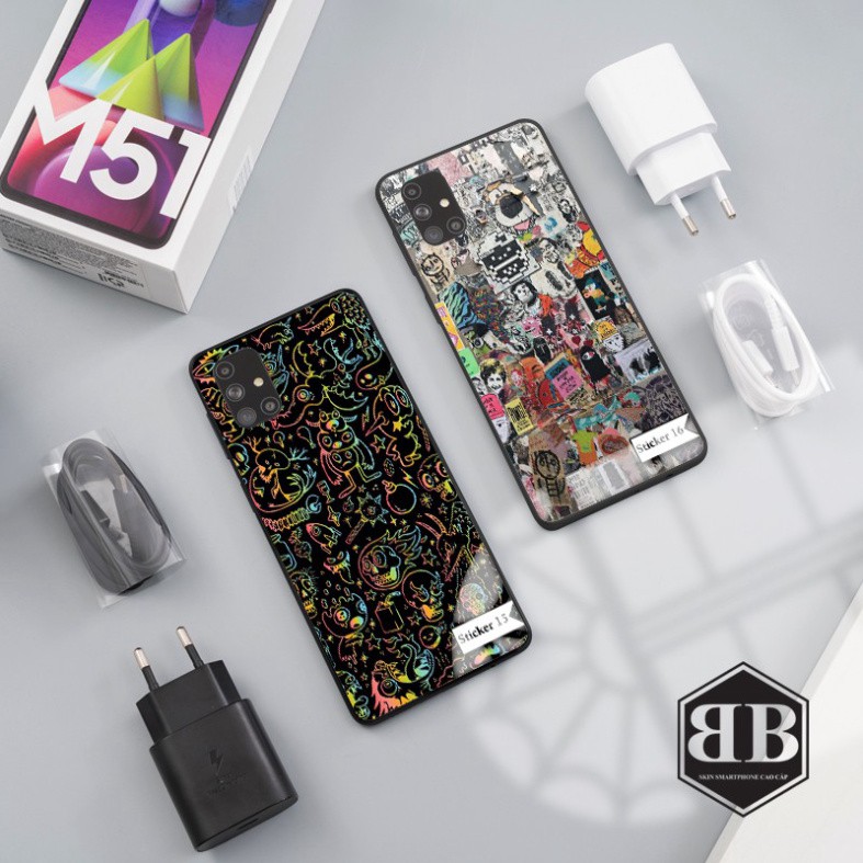 Ốp lưng kính cường lực Samsung Galaxy M51 hình sticker