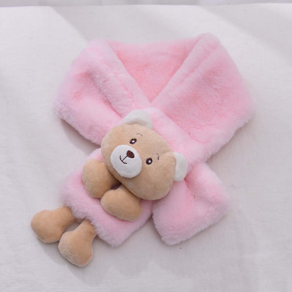 Khăn quàng cổ cho bé gái bé trai, khăn đeo cổ cho bé đính kèm gấu bông đáng yêu