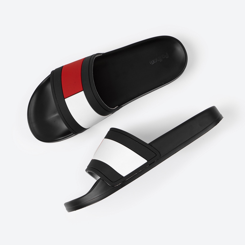 Dép nam nữ quai ngang slipper Pathon PVC và đế PU đen quai 3 màu kết hợp SD56
