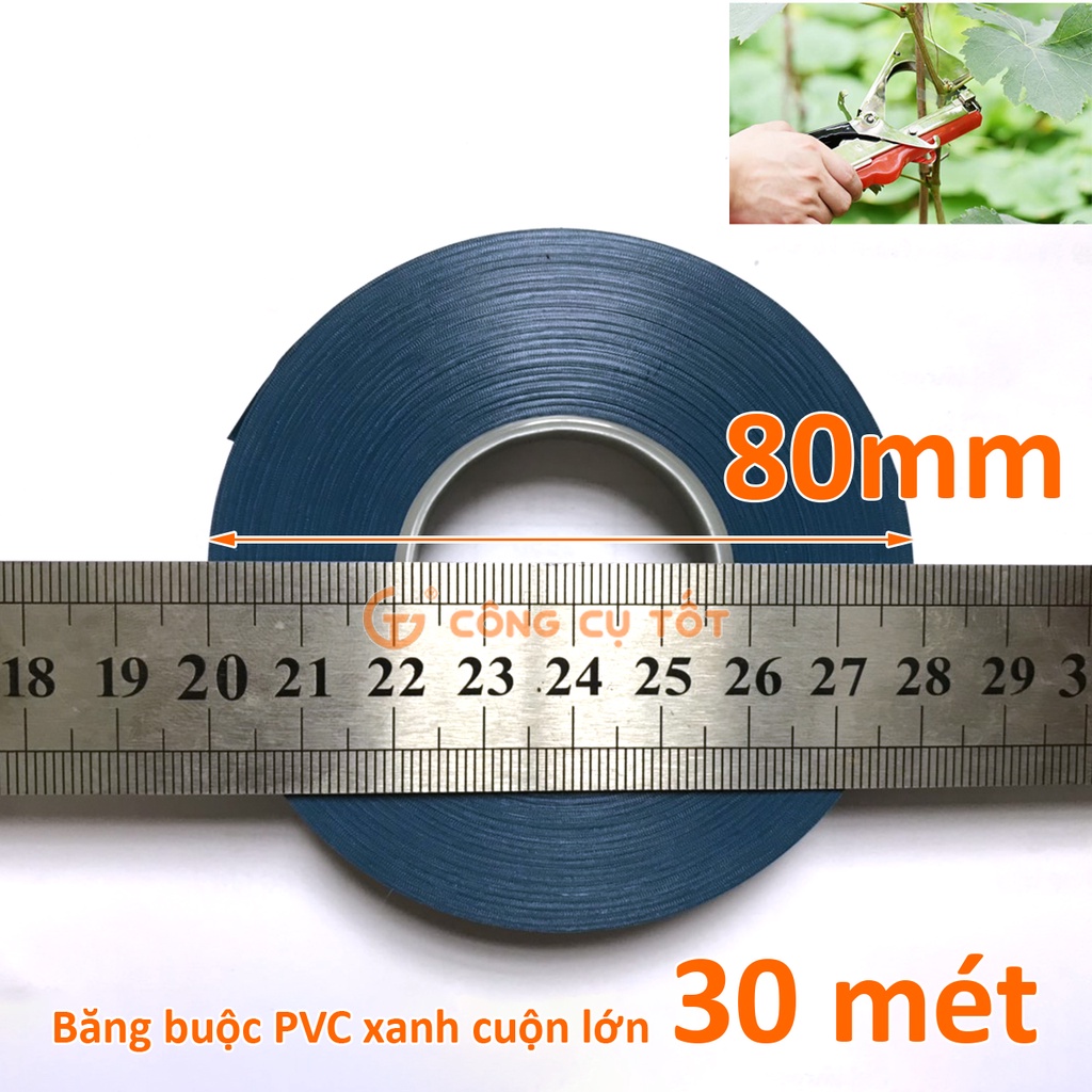 Bộ 20 cuộn Băng buộc bằng nhựa PVC xanh cuộn lớn 30m Ø80mm