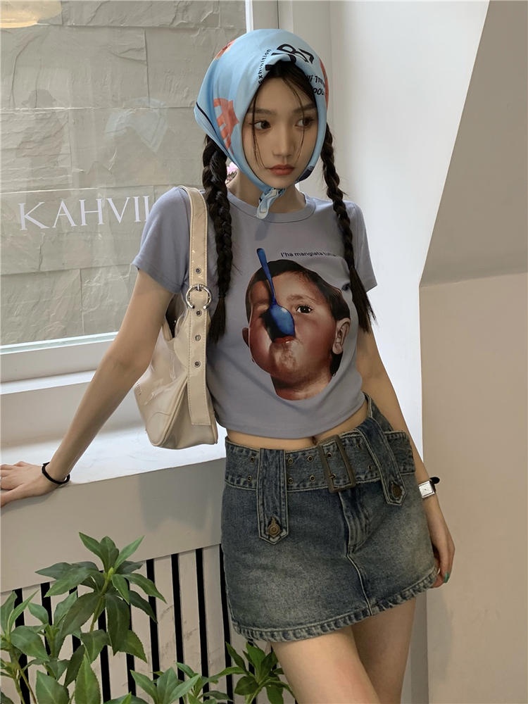 Áo Thun Ngắn Tay In Họa Tiết 50929 Nhỏ Xinh Thời Trang