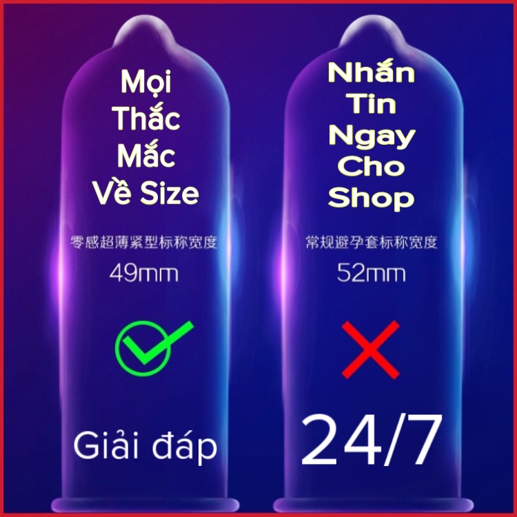 Bao cao su Cá Heo nhiều gel bôi trơn hộp 100 cái.siêu mỏng, size nhỏ 49mm.nội địa trung