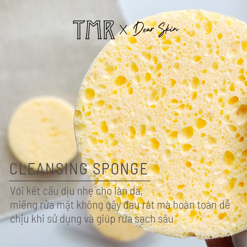 [2 miếng] TMR Bông bọt biển rửa mặt tẩy tế bào chết Cleansing Sponge Hàn Quốc