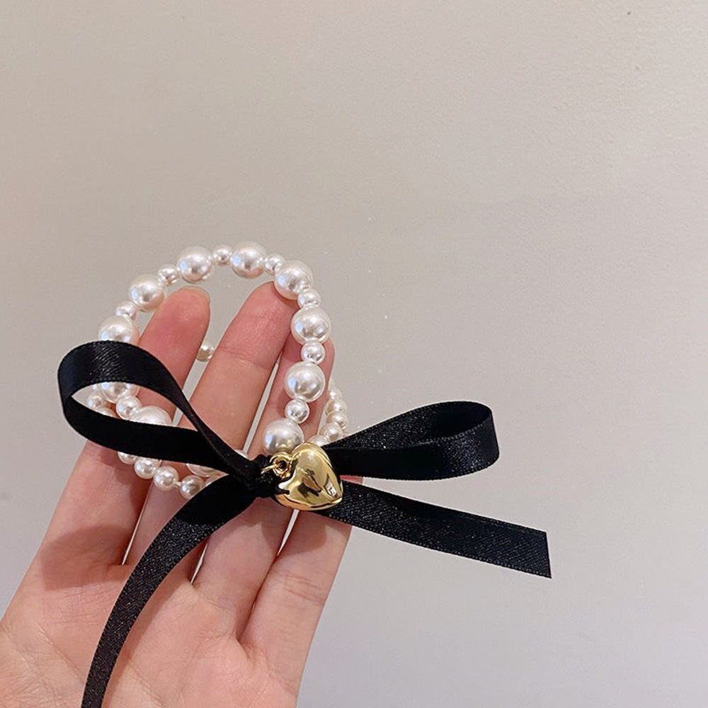 Dây Cột Tóc Đính Hạt Ngọc Trai Hình Bướm Bằng Hợp Kim Thời Trang Cho Nữ