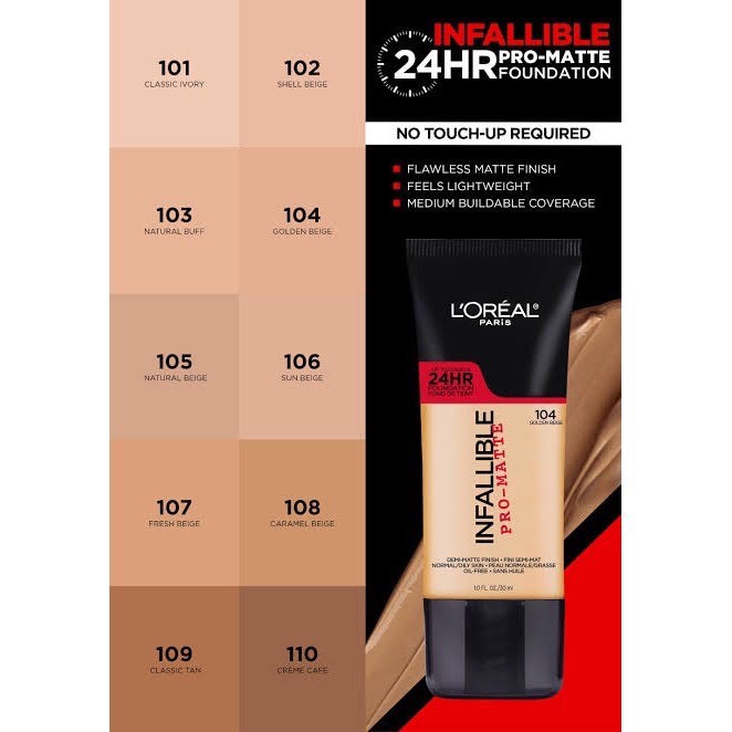 Kem nền Loreal Infallible Pro-Matte 24hr Foundation