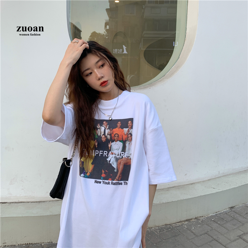 SUXI Áo thun lửng tay ngắn in họa tiết hình ảnh cổ điển dành cho bạn nữ