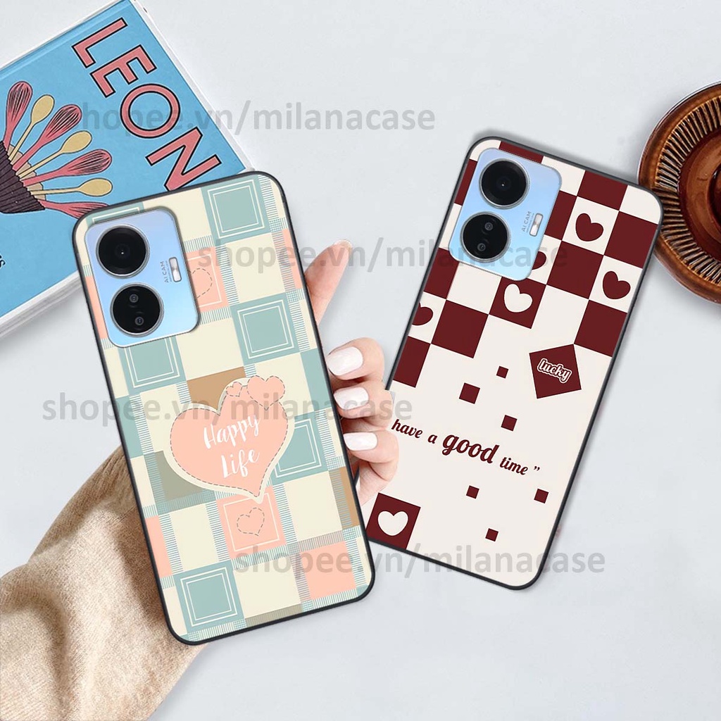 Ốp Vivo Y55 2022 caro họa tiết nhiều màu sắc siêu đẹp thời trang cá tính