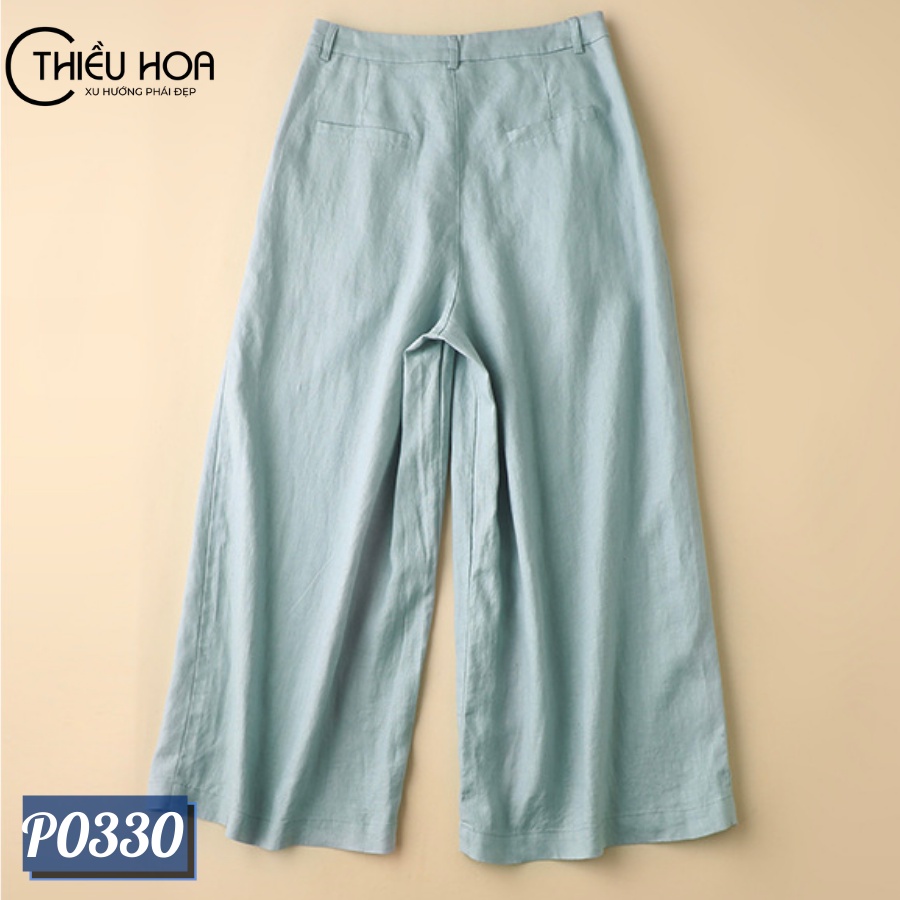 Quần nữ trung niên ống suông siêu tôn dáng, chất liệu linen mềm mại, thoáng mát Thiều Hoa P0330