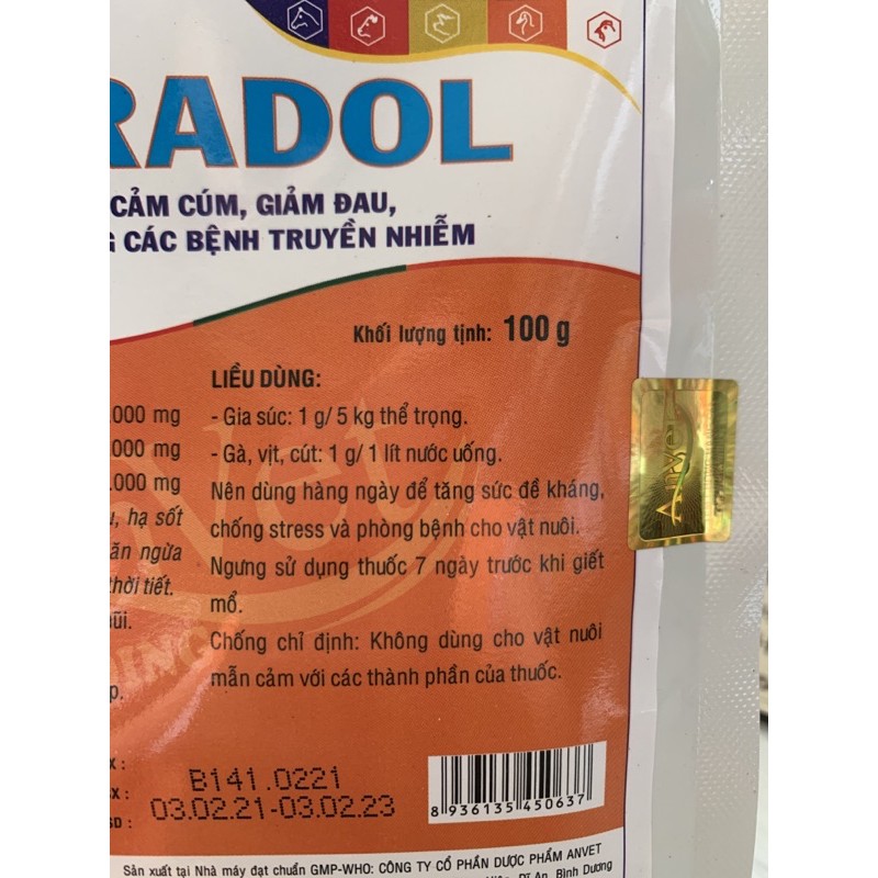 [Mã PET50K giảm Giảm 10% - Tối đa 50K đơn từ 250K] 100g PARADOL - dùng tốt cho gà, vịt, chim cút, heo, trâu, bò