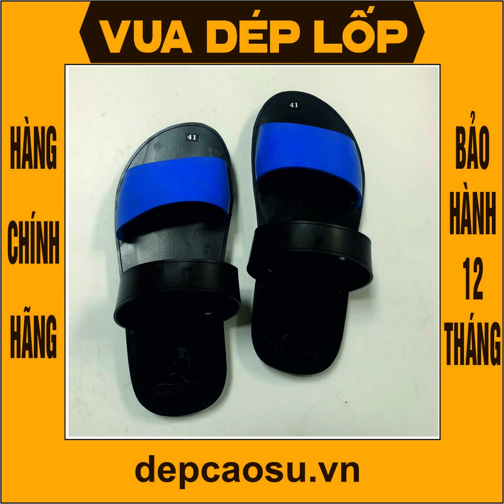 Dép cao su 2 quai ngang đế 2,5cm xanh bộ đội thương hiệu Vua Dép Lốp Phạm Quang Xuân, chính hãng, có bảo hành, ảnh thật