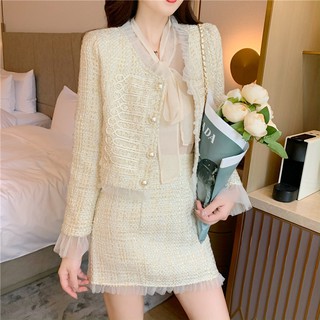 (HÀNG ORDER) Set sang chảnh áo khoác phối váy ngắn phong cách hoàng gia (có hình thật)