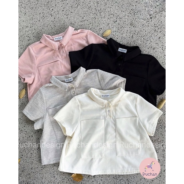 Áo thun croptop cổ Polo RUCHAN