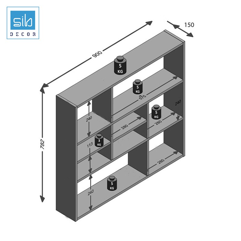 Kệ Gỗ Treo Tường Đơn Giản Chữ Nhật SIB DECOR (Không bao gồm các đồ trang trí)