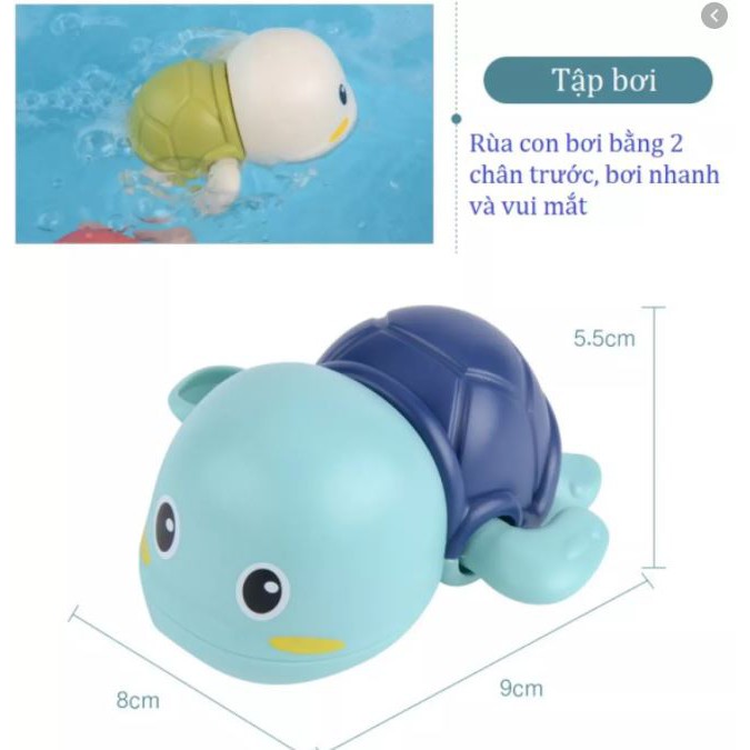Đồ chơi nhà tắm - Rùa vặn cót biết bơi vui nhộn, dễ thương, nhựa nguyên sinh an toàn