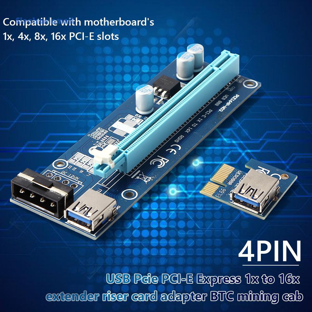 Bảng Mạch Chuyển Đổi Pci-E Btc 1x Sang 16x Riser 4pin | BigBuy360 - bigbuy360.vn