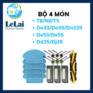 Bộ phụ kiện 4 món cho robot hút bụi lau nhà ecovacs deebot t5/t8/n8/dn3x/dn5x/de5x/dd35/dj35 - lelai shop