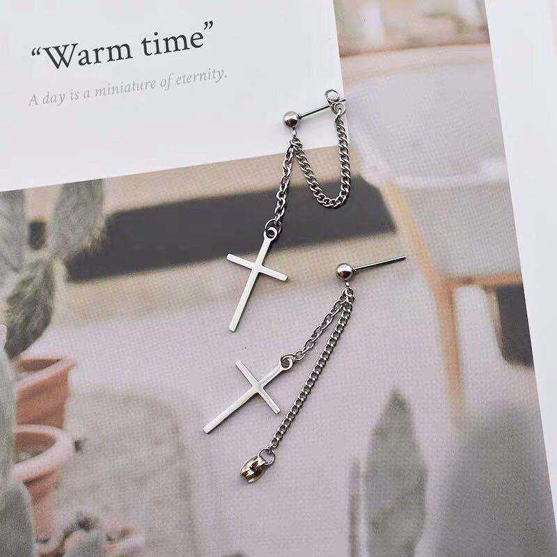 Khuyên tai chuỗi hình thánh giá phong cách Hàn Quốc
