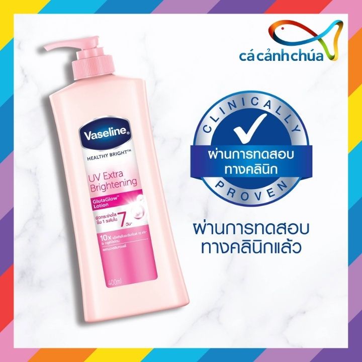 Sữa dưỡng thể trắng hồng Vaseline UV Extra Brightening 10X - Thái Lan