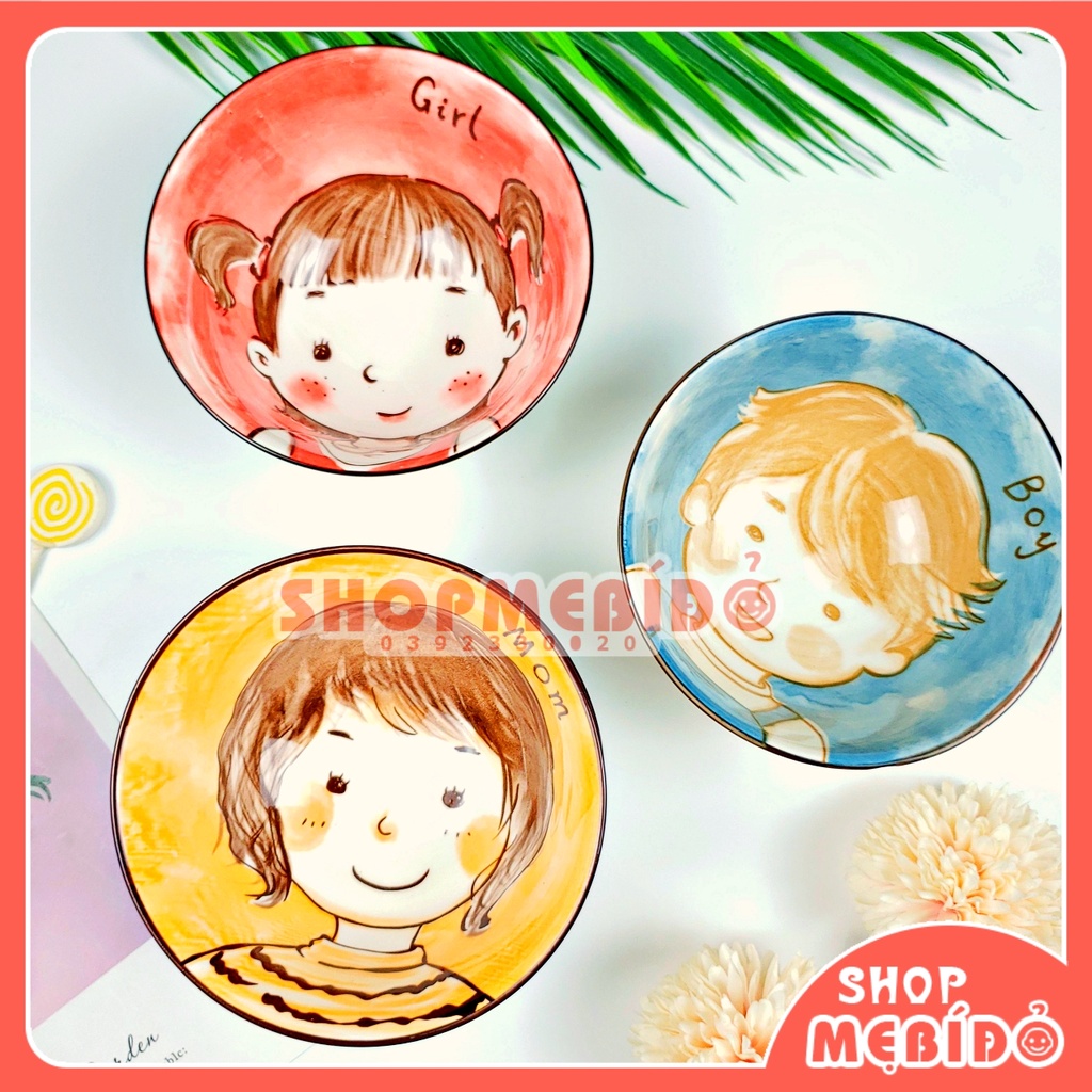 Bát Ăn Dặm Gốm Sứ Bát Ăn Cơm Gia Đình Decor Dễ Thương Cute 350ml Shop Mẹ Bí Đỏ