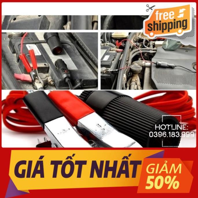 Cáp Chuyển Đổi Nguồn Từ Kẹp Acquy Sang Tẩu Sạc Ô Tô, Tẩu kẹp ắc quy tẩu cái đầu cái lấy điện bình xe hơi ô tô tiện dụng