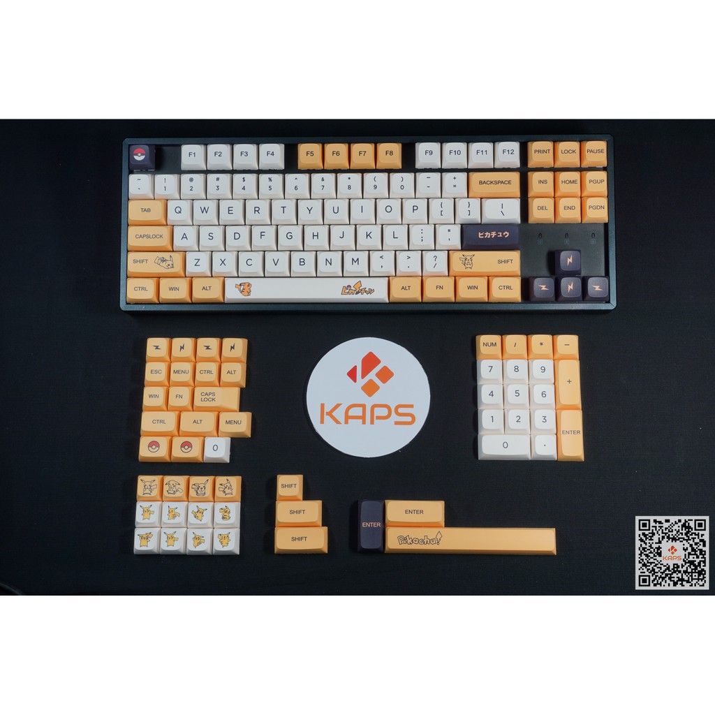Keycap  PIKACHU Anh, Anh-Nhật - profile XDA - keycap PBT - Dyesub - 139 nút cho bàn phím cơ Filco, Leopold, IKBC, Edra