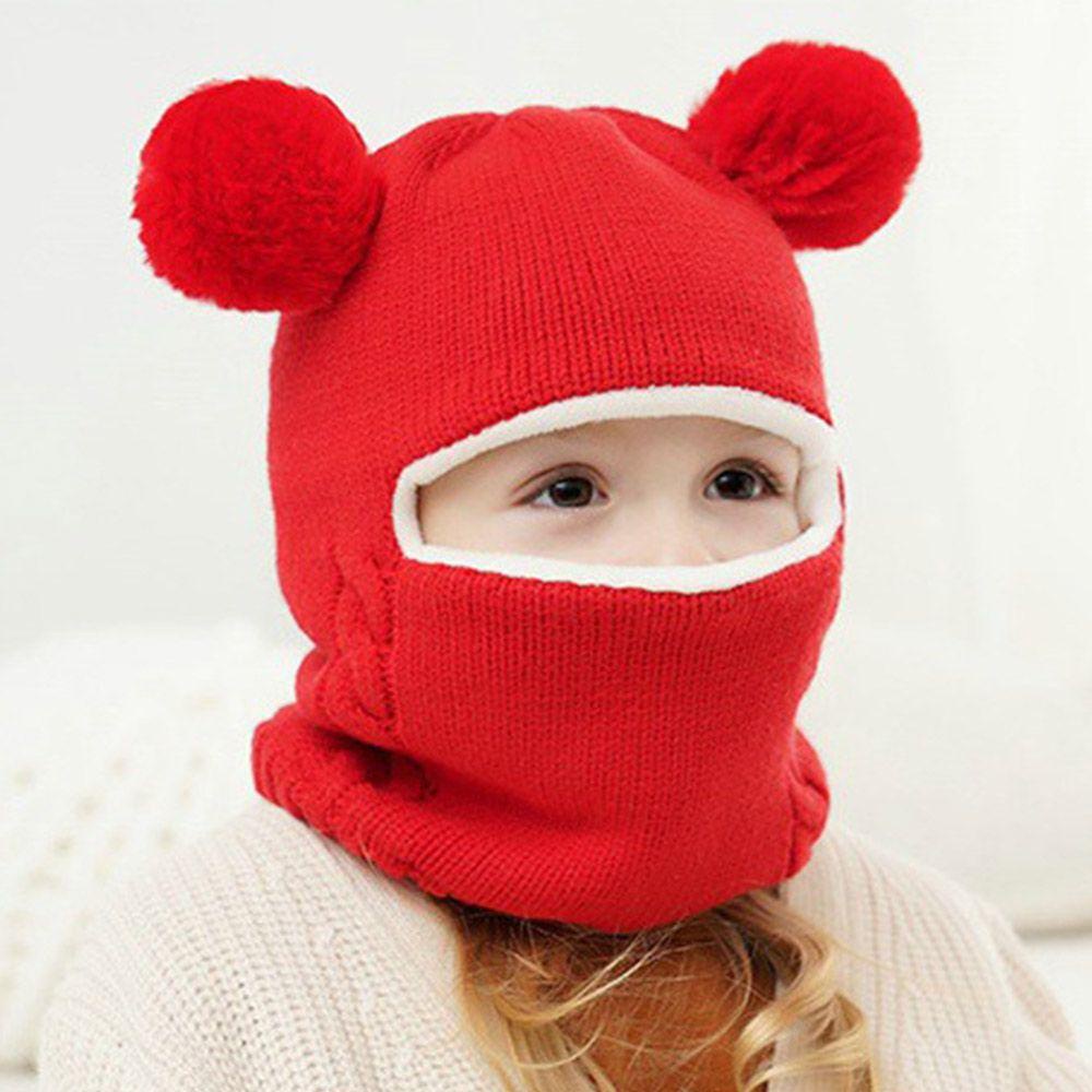 Mũ Beanie Kèm Khăn Choàng Cổ Chống Gió Giữ Ấm Cho Bé 2-7 Tuổi