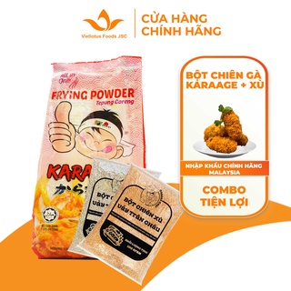COMBO Bột chiên gà giòn 1 Túi Karaage 500g + 1 gói Bột xù vảy trân châu 100g