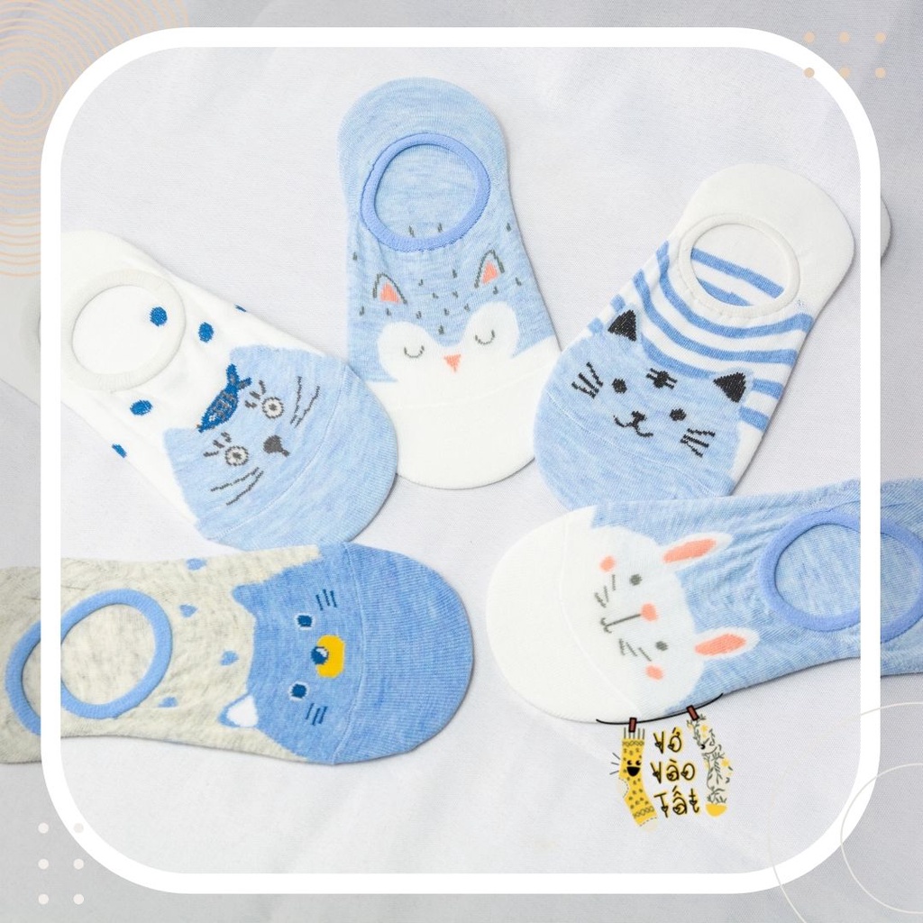 TẤT VỚ LƯỜI NỮ HOẠT HÌNH XANH BIỂN