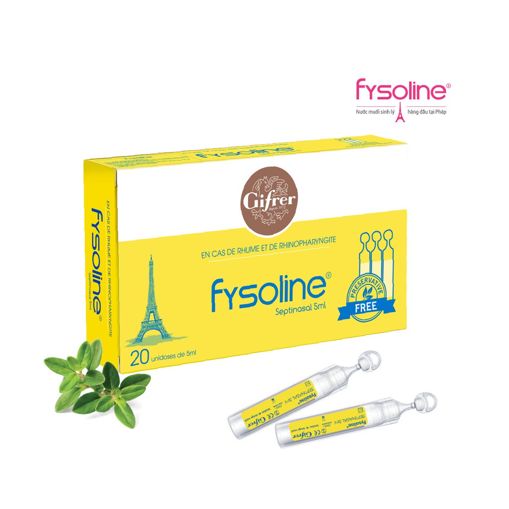 Fysoline Màu Vàng .Nước Muối Sinh Lý Pháp.Cho Bé Từ Sơ Sinh NGhẹ Mũi,Viêm Sổ Mũi,Rửa Mắt