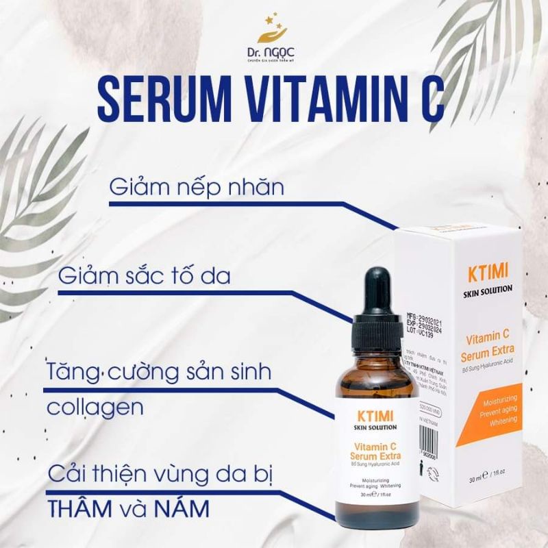 Combo bộ đôi kết hợp giữa serum VTM C KTIMi và viên uống VTM C PURITAN'S Pride giúp giảm thâm sáng da từ trong ra ngoài.