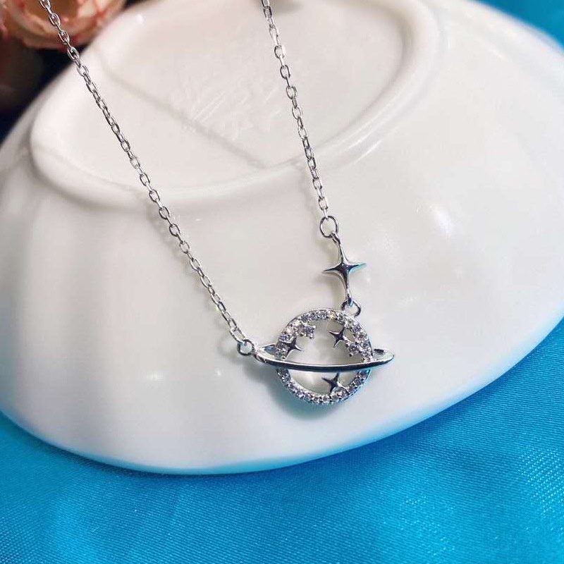 Dây chuyền Bạc nữ Evasilver mặt hình địa cầu đính đá, vòng cổ chất liệu bạc ta thiết kế tinh xảo